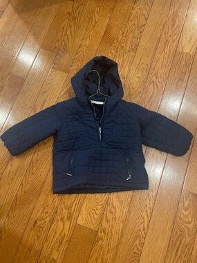 Kids Navy Quilted Hooded Jacket pullover style Excellent condition